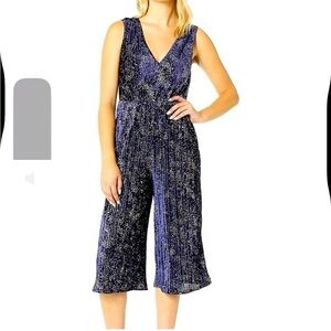 🇪🇸🐠BCBGeneration XS Navy Blue Glitter Culotte Jumpsuit – Party Ready